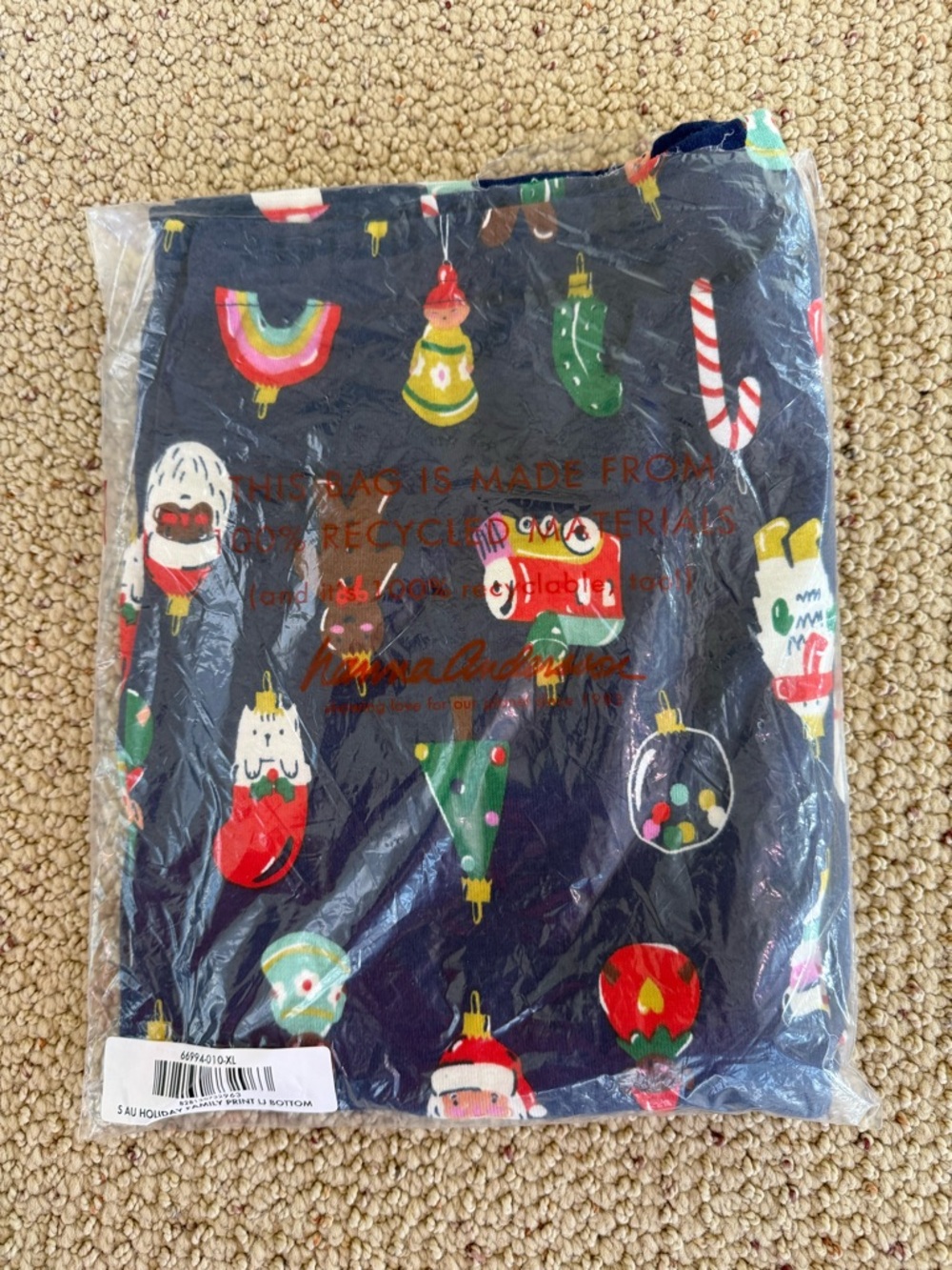 Hanna Andersson Navy Holiday Ornaments Pajama Set